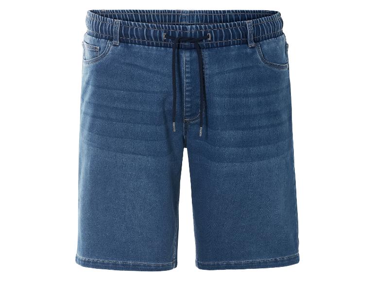 Blaue Jeans-Shorts mit Kordelzug.