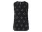 Schwarzes ärmelloses Top mit Blättermuster.