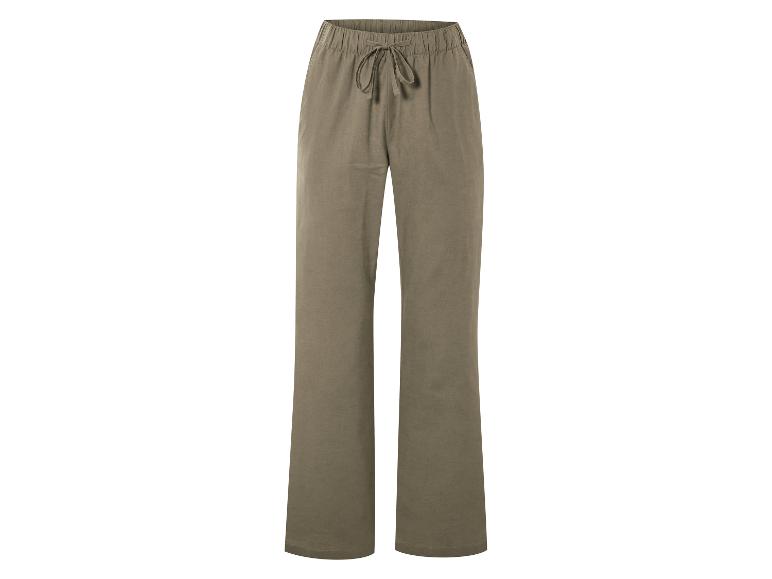 Khaki-farbene weite Hose mit Kordelzug.