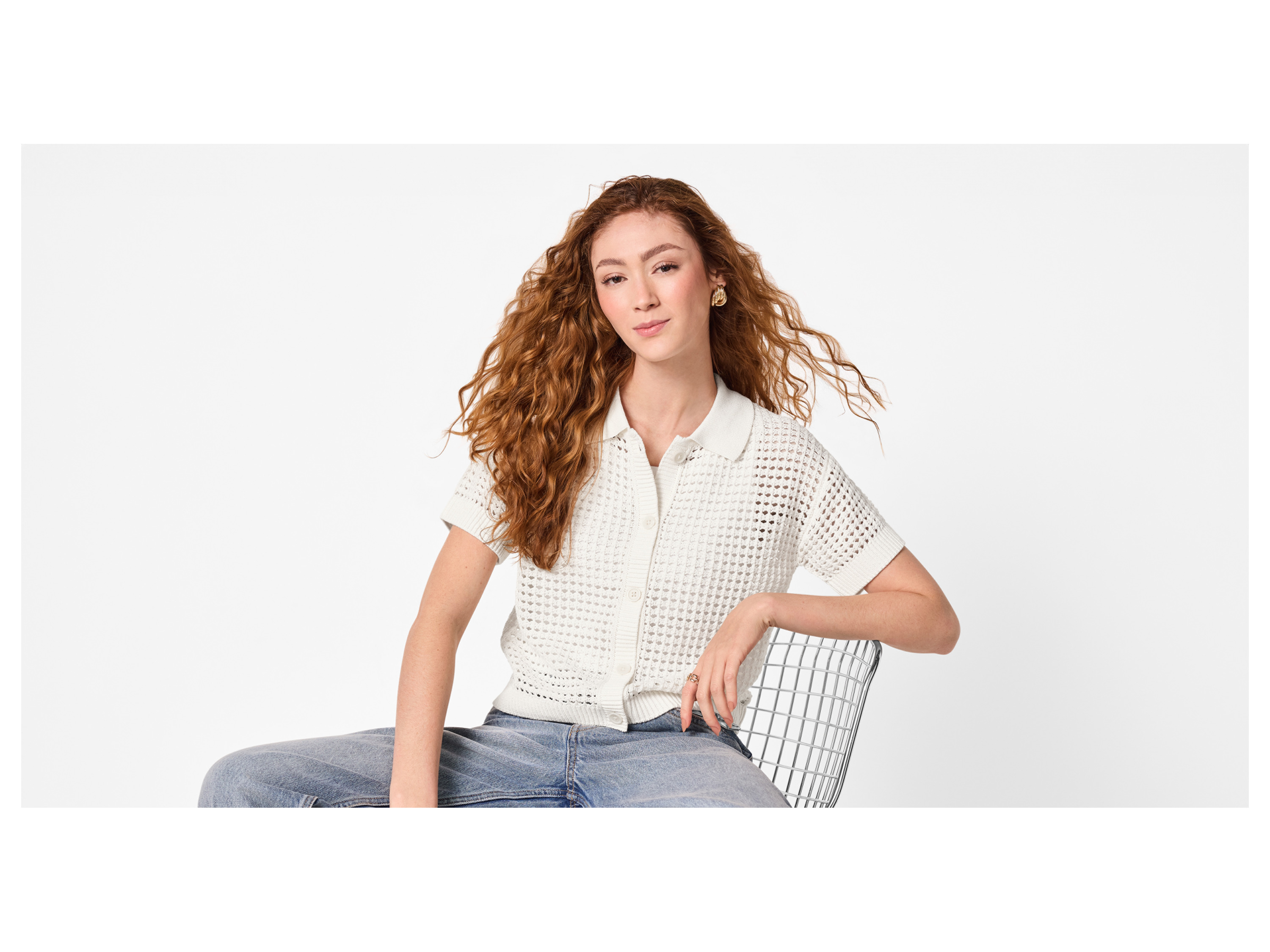 ESMARA® Damen Ajour-Cardigan (Weiß, M(40/42)) – Bild 2 von 4