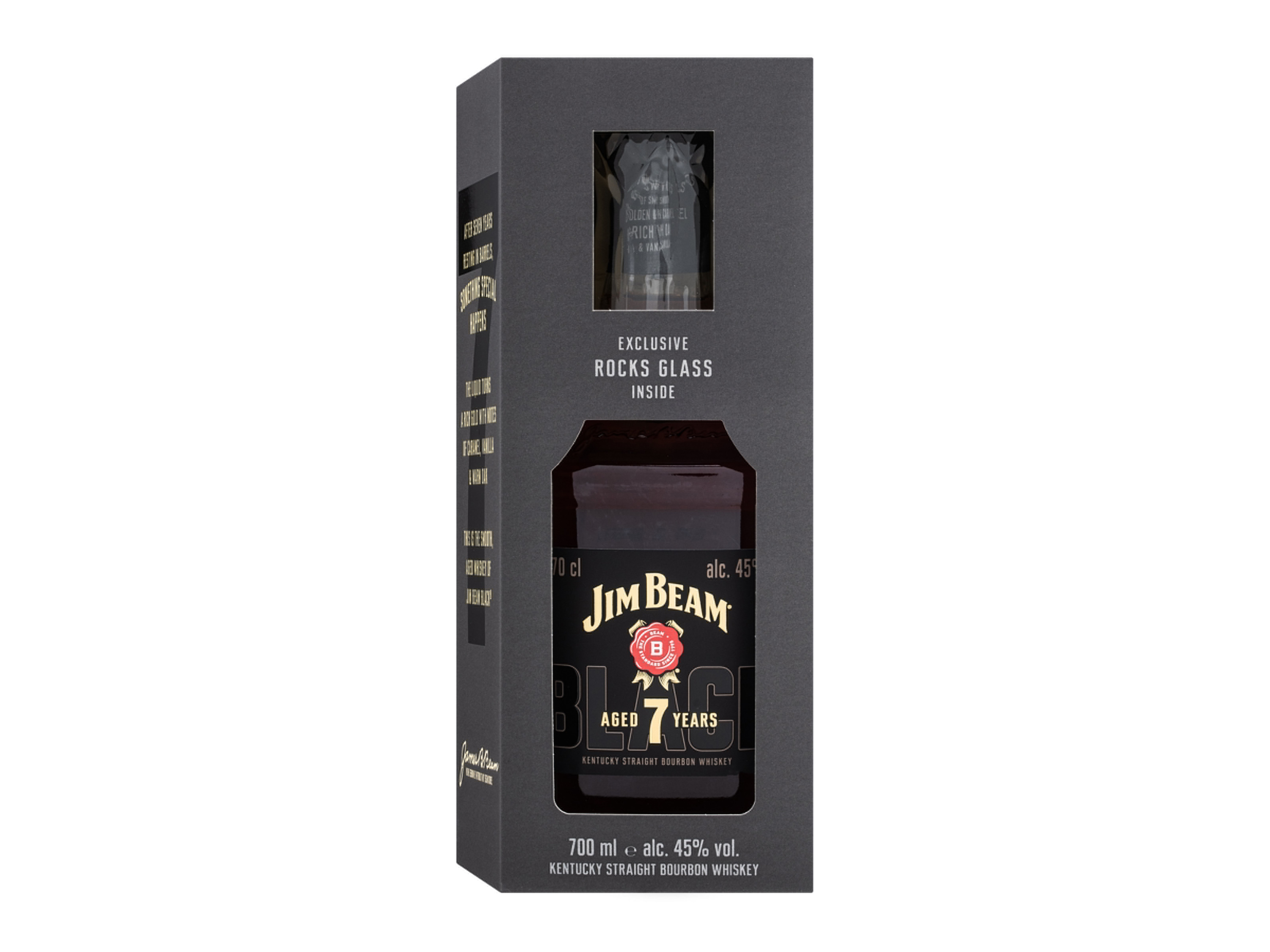 Thumbnail - JIM BEAM Black Bourbon Whiskey 7 Jahre mit Geschenkverpackung und Glas 45% Vol