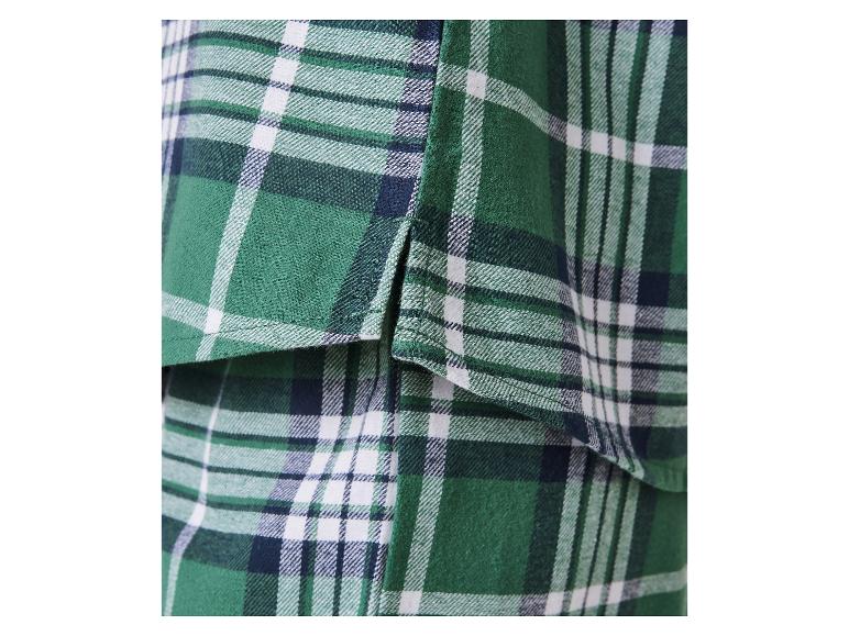 Grün-weiß kariertes Hemd mit Seitenschlitz.