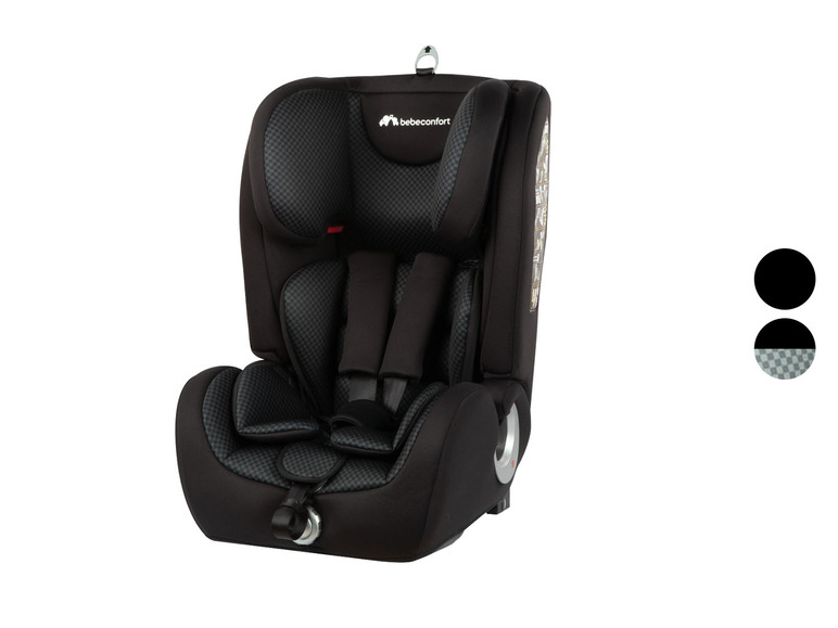 Schwarzer Autositz von Bebe Confort mit Karomuster.