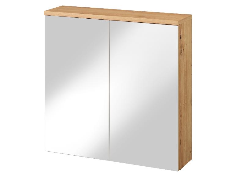 Spiegelschrank mit zwei Türen und Holzoptikrahmen