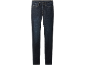 Dunkelblaue Damenjeans mit Kontrastnähten und Vordertaschen.