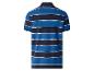 Herren-Kurzarm-Poloshirt mit blauen, marineblauen und weißen Streifen, Rückansicht.