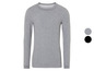 Grauer Langarmshirt mit Rundhalsausschnitt, auch in Schwarz und Grau erhältlich.