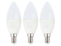 Drei Livarno E14 LED-Lampen mit 8 Watt Leistung.