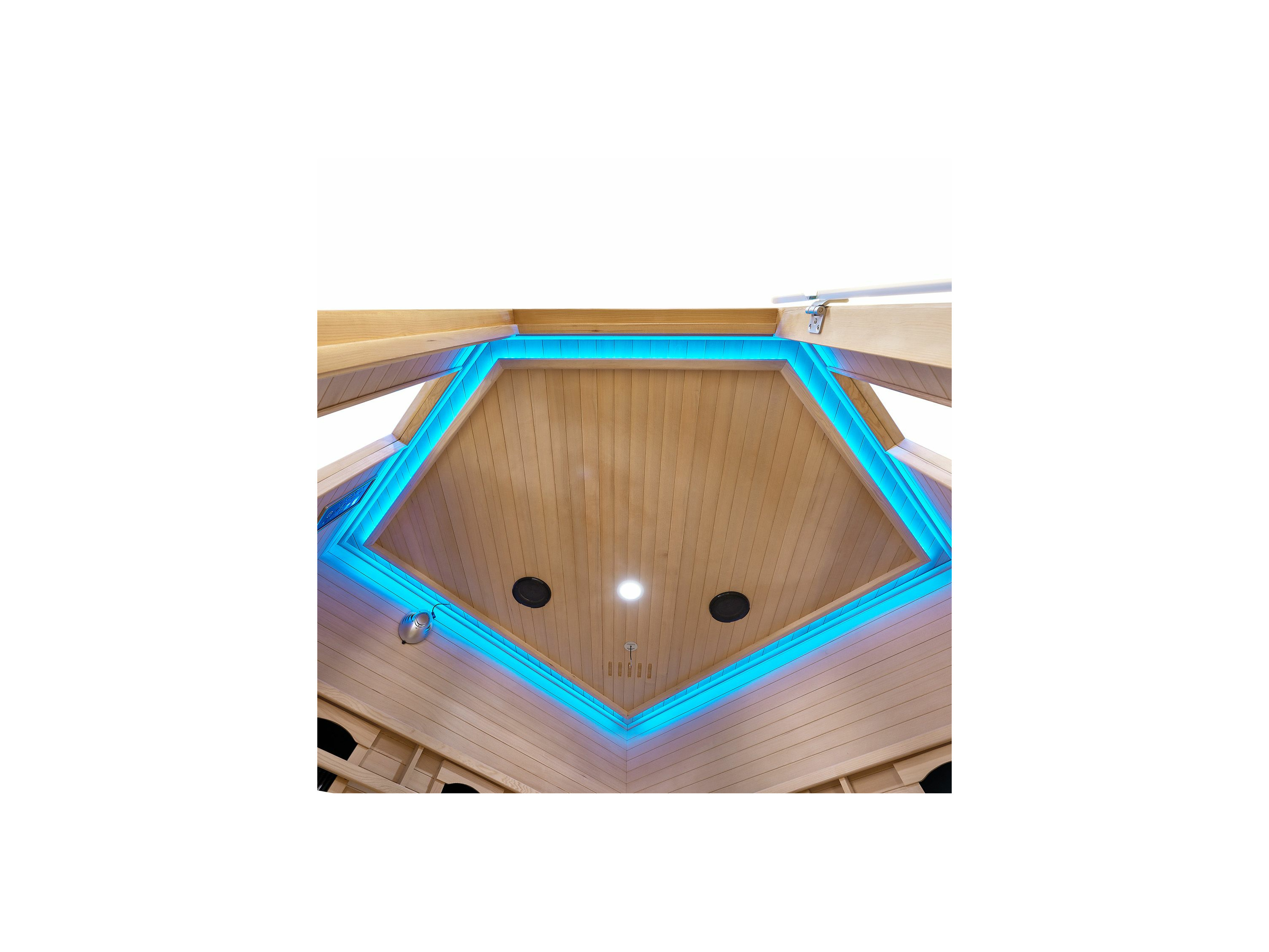 Artsauna Infrarotkabine Nyborg E150V Dual Technologie, für 4 Personen, Hemlock-Holz, HiFi-System, Ionisator, LED-Farblicht – Bild 3 von 4