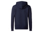 Ein dunkelblauer Hoodie mit Kapuze.