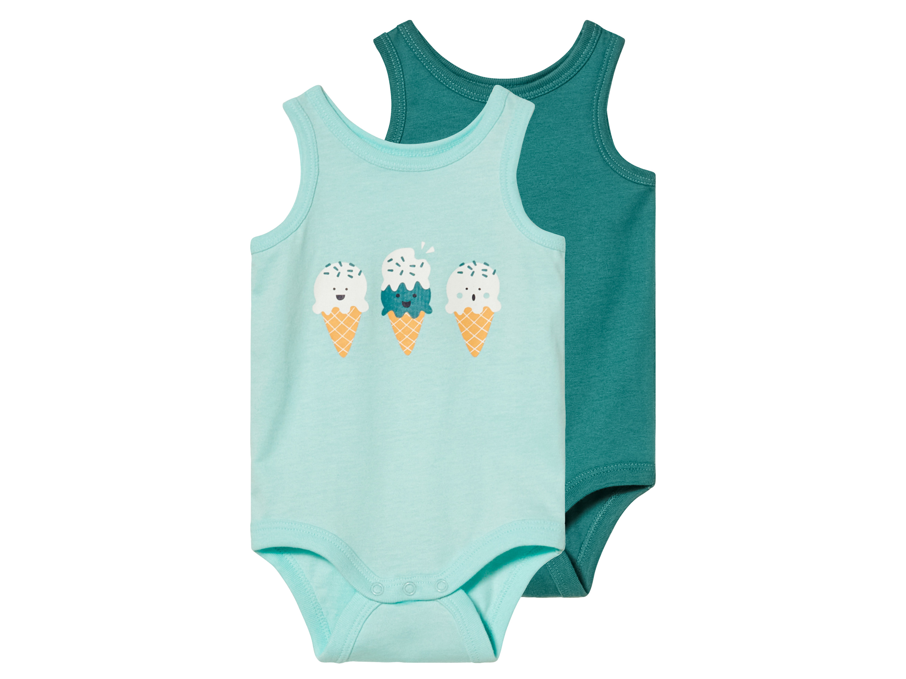 lupilu® Baby Bodies, 2 Stück (50/56, mint/petrol) | 04335633064379