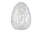 Eiförmige Tischlampe mit weißem gemustertem Glas