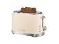 Cremefarbener Toaster mit zwei Scheiben dunklem Brot und der Aufschrift „1973“.