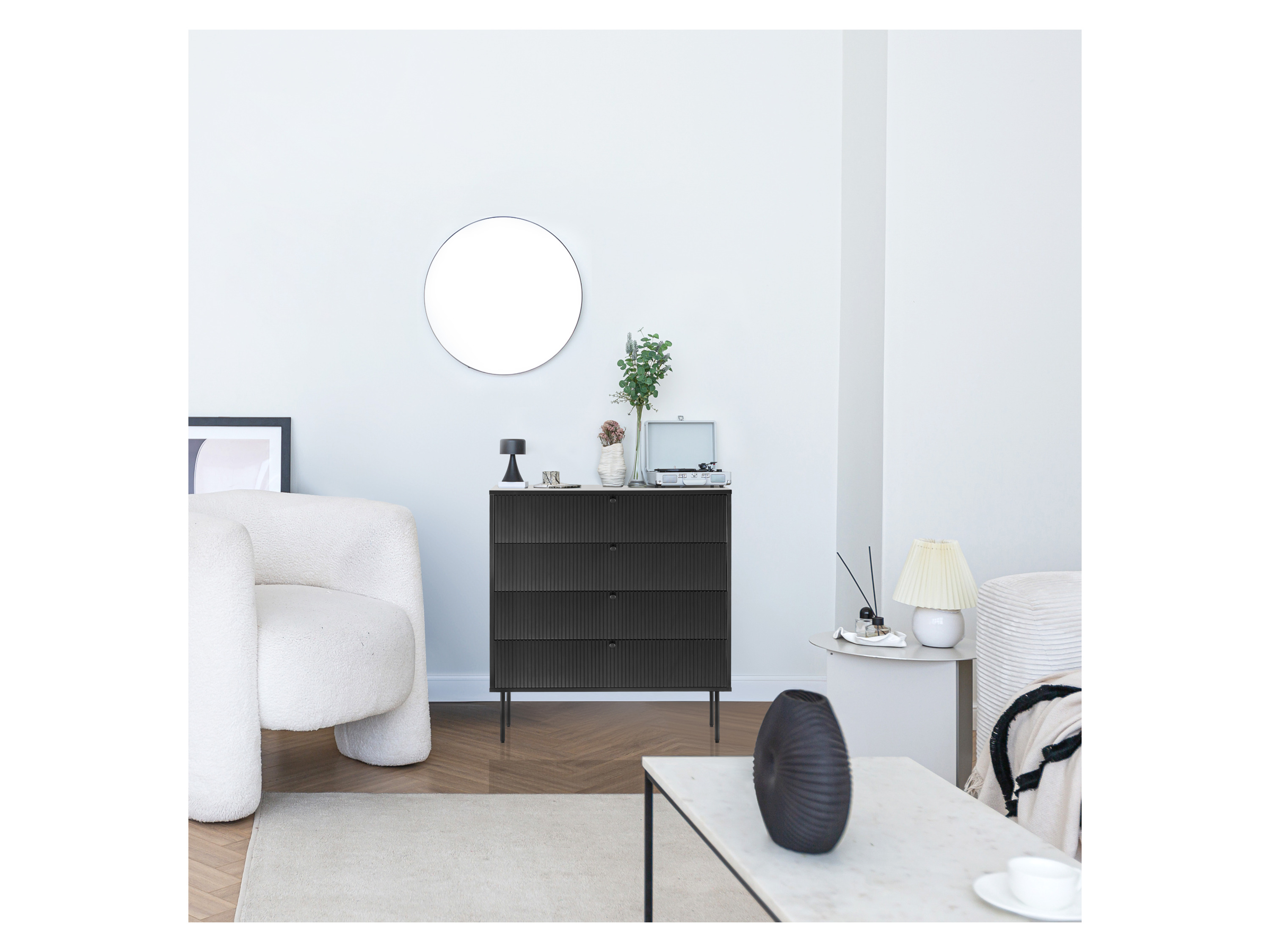 HJH LIVING Kommode KARBY 4 Schubladen Schwarz – Bild 3 von 4