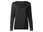 Schwarzes Langarmshirt mit Spitzendetails.