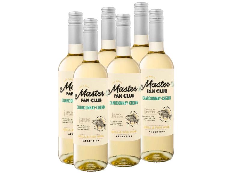 Sechs Flaschen Master Fan Club Chardonnay-Chenin Weißwein für Grill und Fisch.