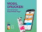 Mobil drucken mit der Smart Panel-App, dargestellt durch ein Smartphone und eine Tintenflasche.