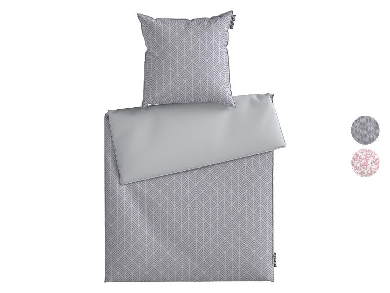MICHALSKY Bettwäsche mit grauem geometrischem Muster und einfarbiger grauer Seite.