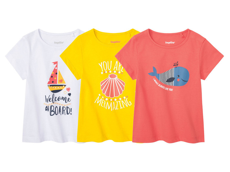 Gehe zu Vollbildansicht: lupilu Kleinkinder Mädchen T-Shirt, 3 Stück, aus reiner Baumwolle - Bild 2