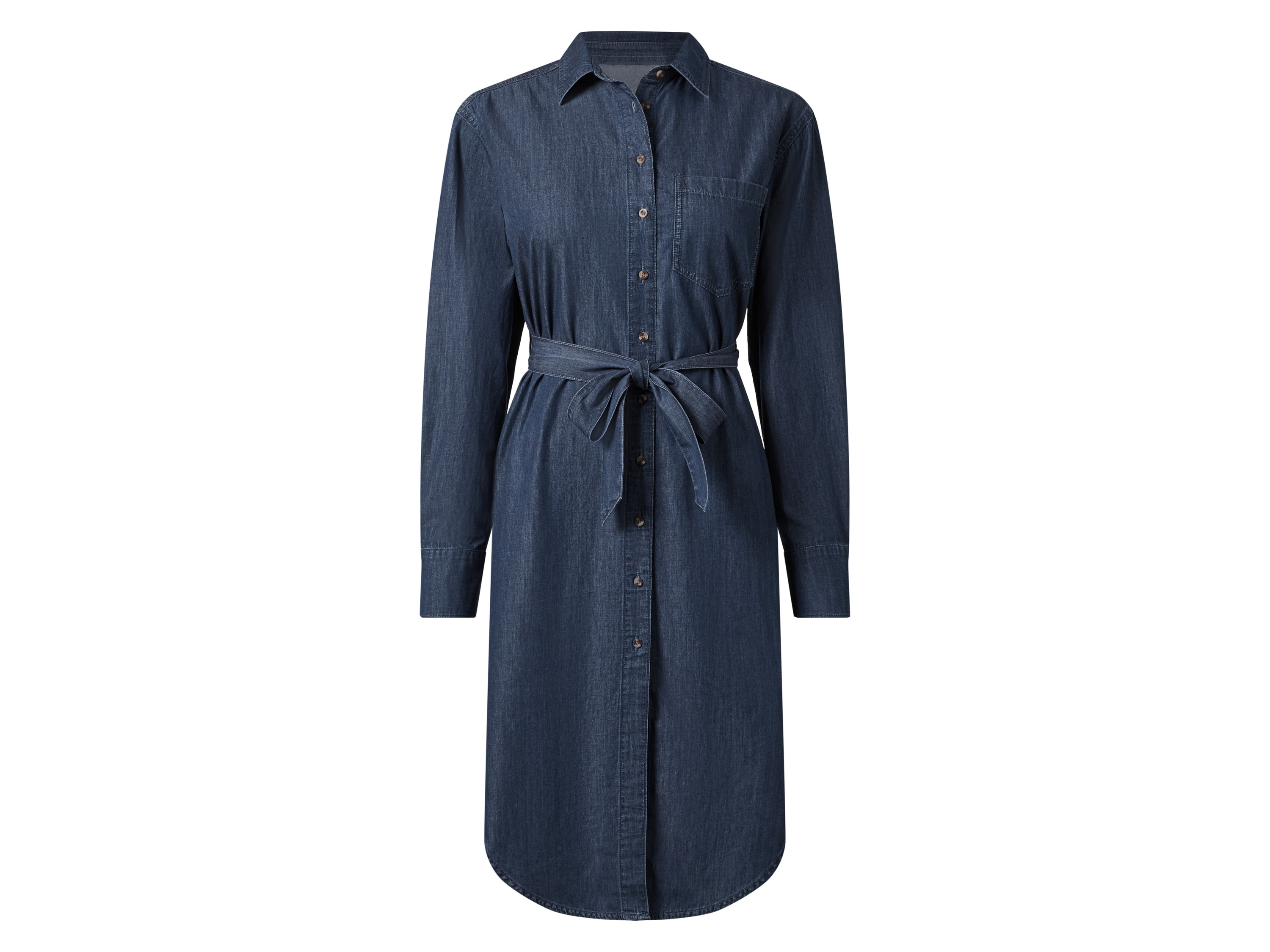 ESMARA® Damen Jeanskleid, mit Bindegürtel (Blau, 42)