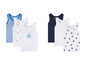 Sechs Baby-Tanktops mit Streifen, Sternen und Monster-Motiv