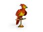 Fawkes der Phönix Figur aus der NIKE Magische Kreaturen Reihe auf einer goldenen Stange.