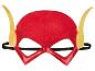 Rote Superheldenmaske mit gelben Blitzflügeln und schwarzem Gummiband