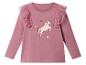 Rosa Langarmshirt mit Einhorn-Print und Rüschen aus Tüll an den Schultern