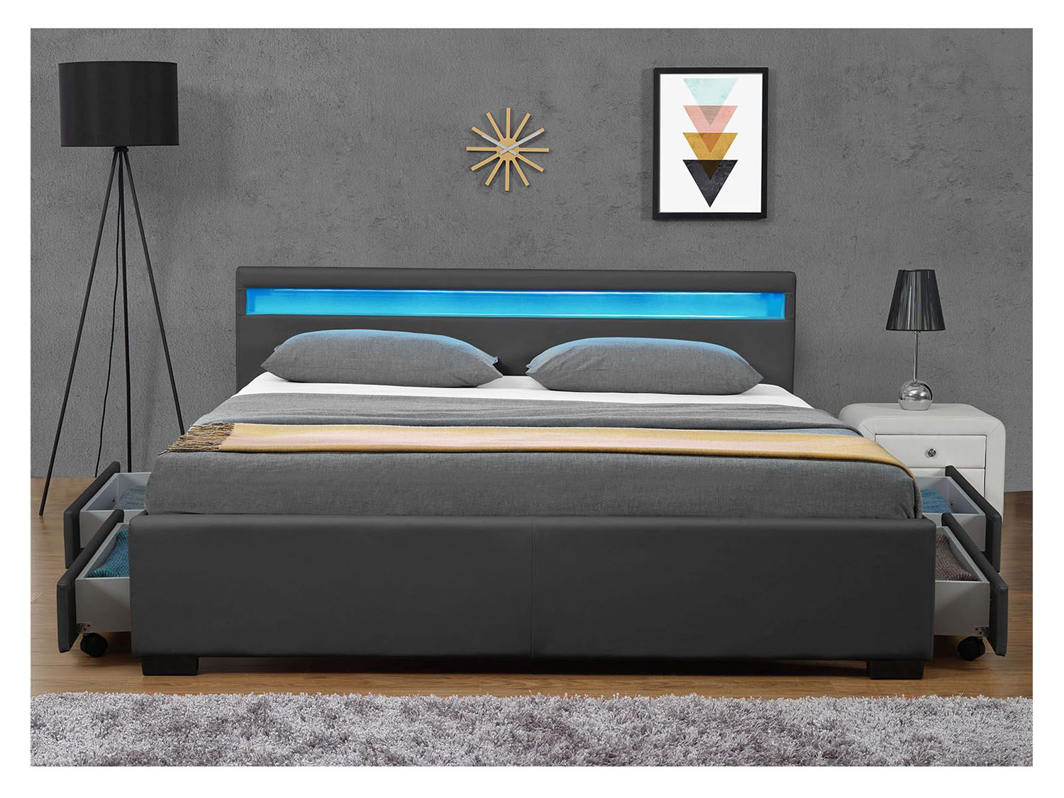 Thumbnail - Juskys Polsterbett Lyon (Dunkelgrau, 140x200cm)