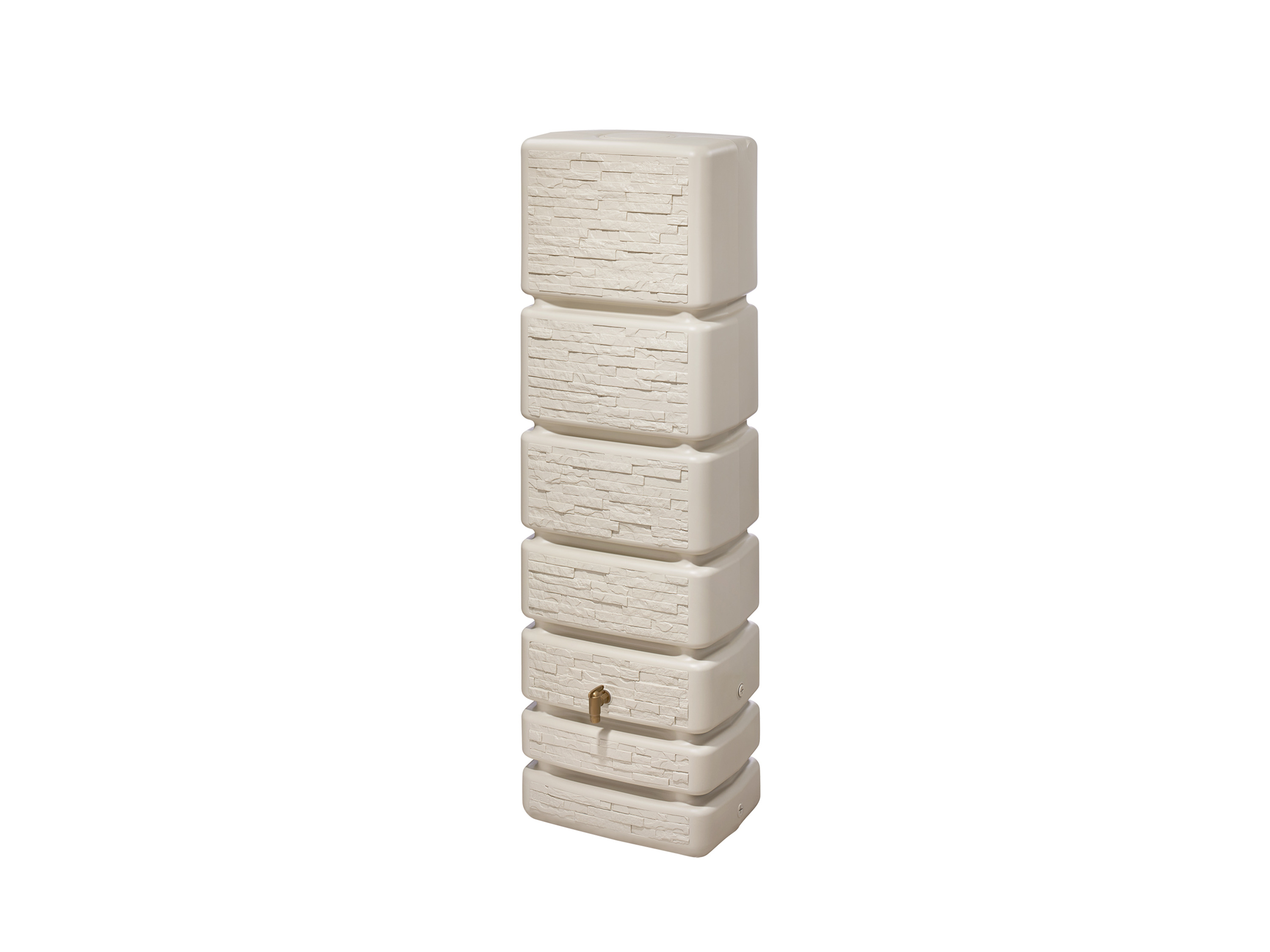 4RAIN Regentonne SLIM STONE DECOR Wandtank (350 Liter, Sandbeige)