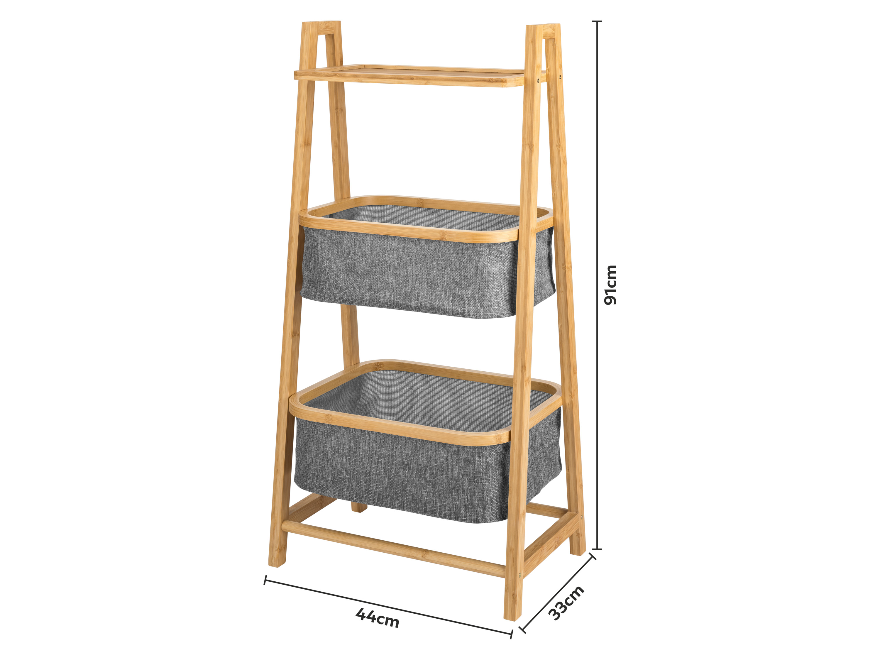 LIVARNO® Regal 2 Körbe+Ablage/ Rollregal 3 Fächer (Regal 2 Körbe +Ablage Bambus) – Bild 3 von 3