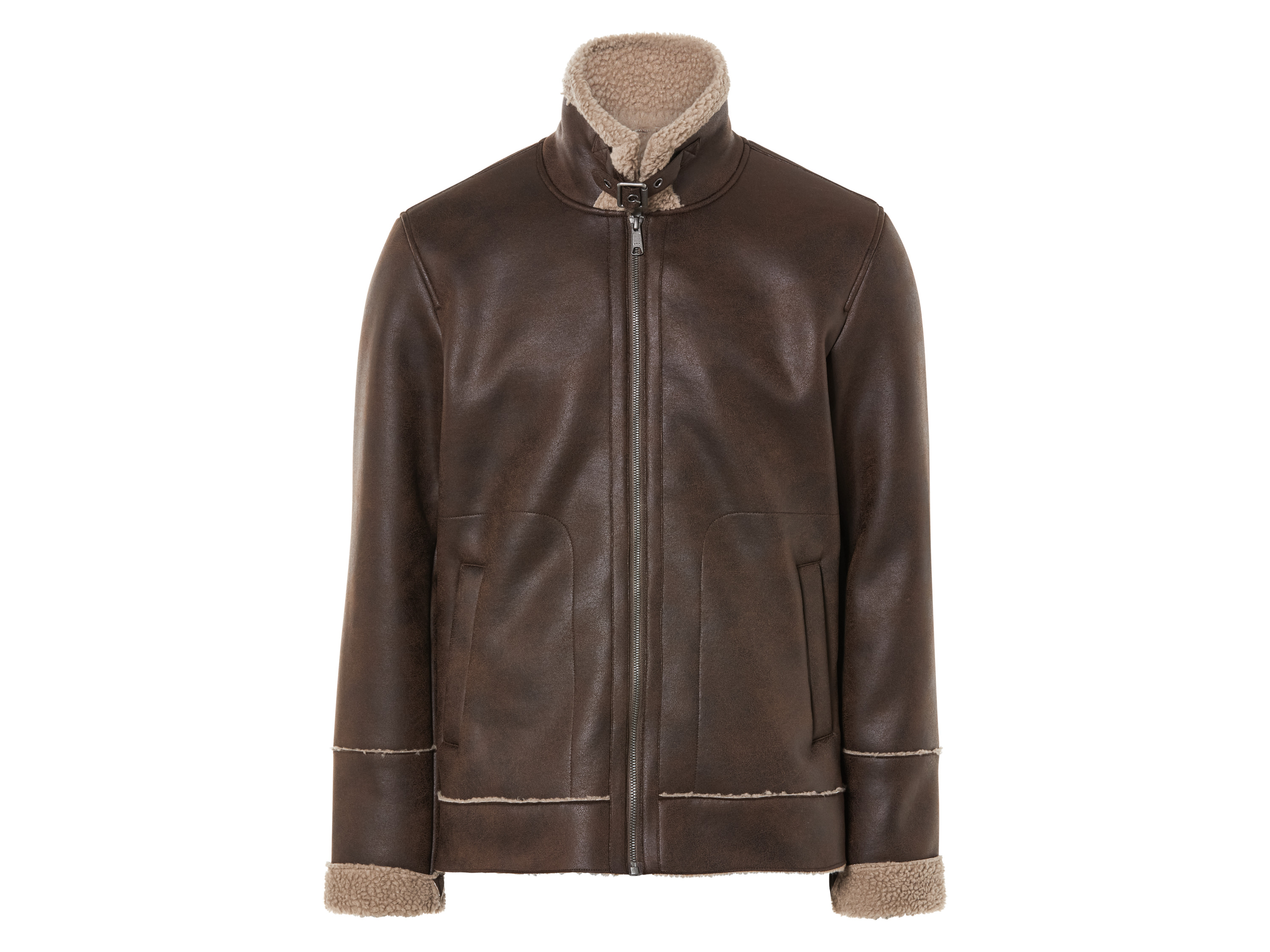 Thumbnail - LIVERGY® Herren Bikerjacke Lammfellimitat (Braun, M(48/50))