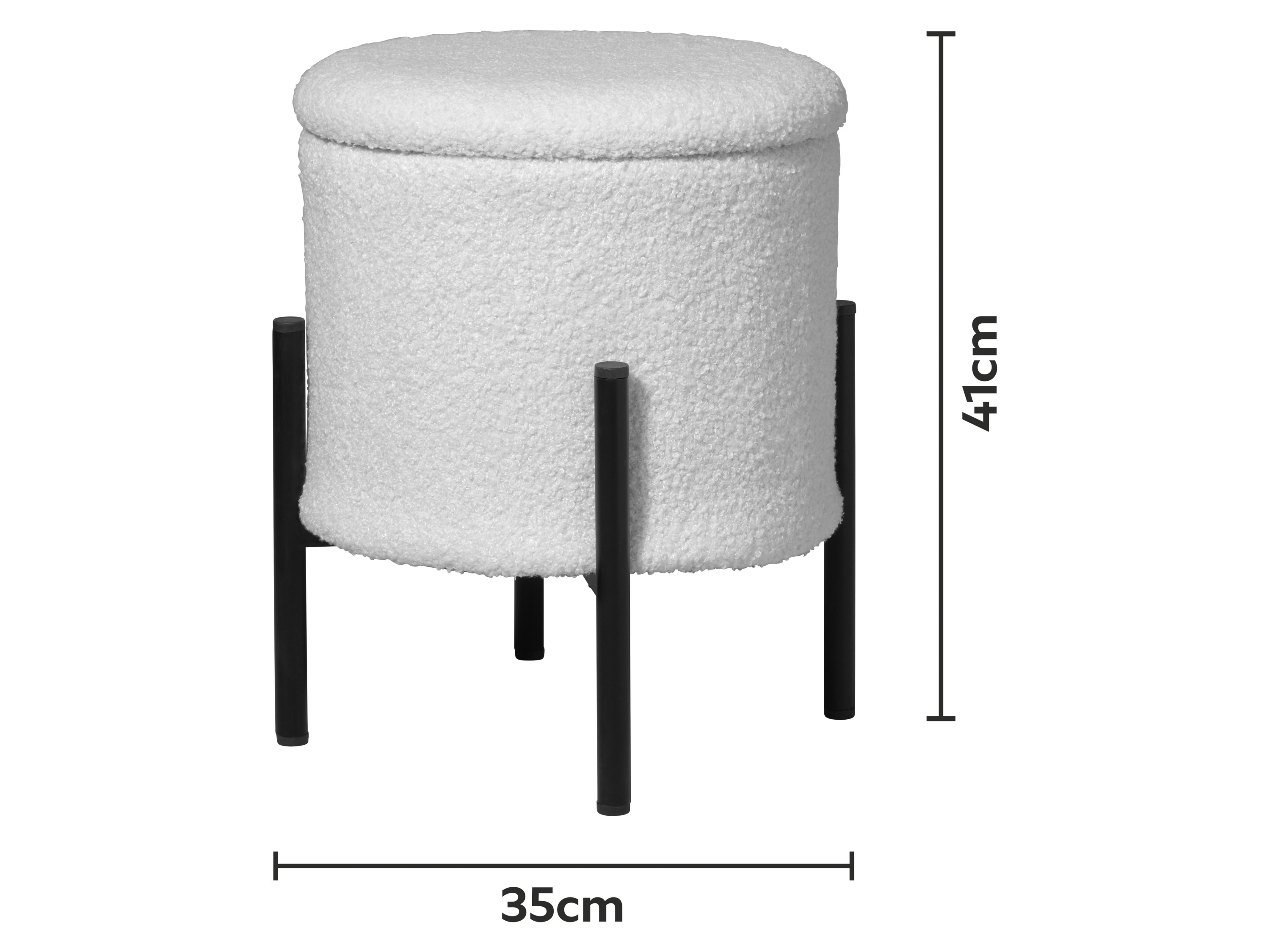 LIVARNO® Hocker mit Staufach (Teddy/Metallbeine) – Bild 3 von 4