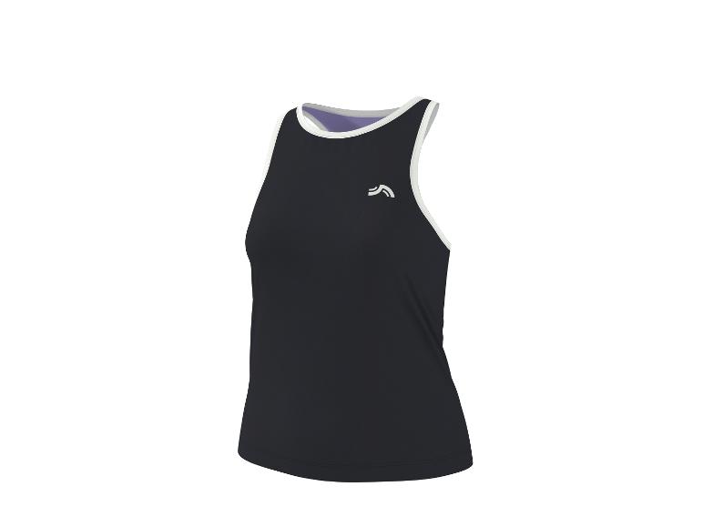 Schwarzes Damen-Tanktop mit weißem Rand und Logo