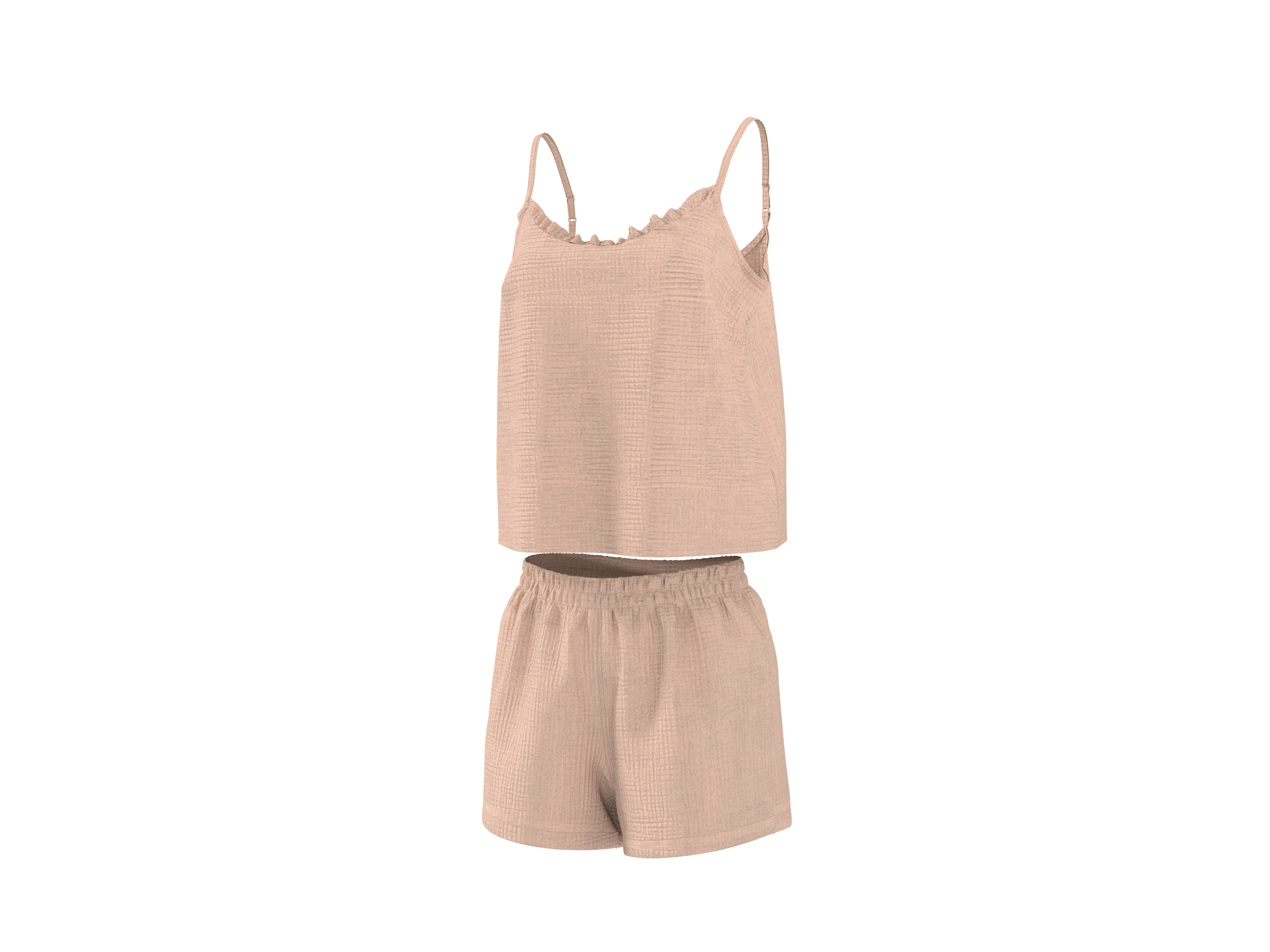 ESMARA® Damen Shorty Musselin-Pyjama (Apricot, L (44/46)) – Bild 3 von 4