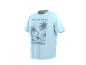 Hellblaues T-Shirt mit Grafikdruck eines Surfers, Palmen und dem Text „RIDE THE WAVES CALIFORNIA PACIFIC VIBES“