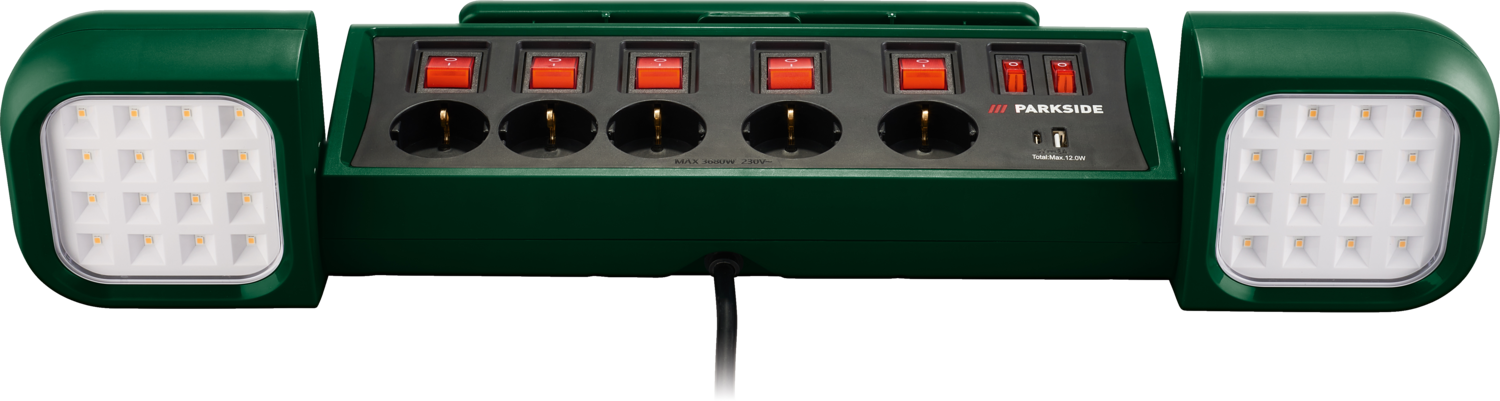 PARKSIDE® LED-Arbeitsleuchte mit Steckdosenleiste »PASD 3680 A1« – Bild 4 von 4
