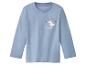 Hellblaues Kinder-Langarmshirt mit Einhorn und dem Text „like magic“.