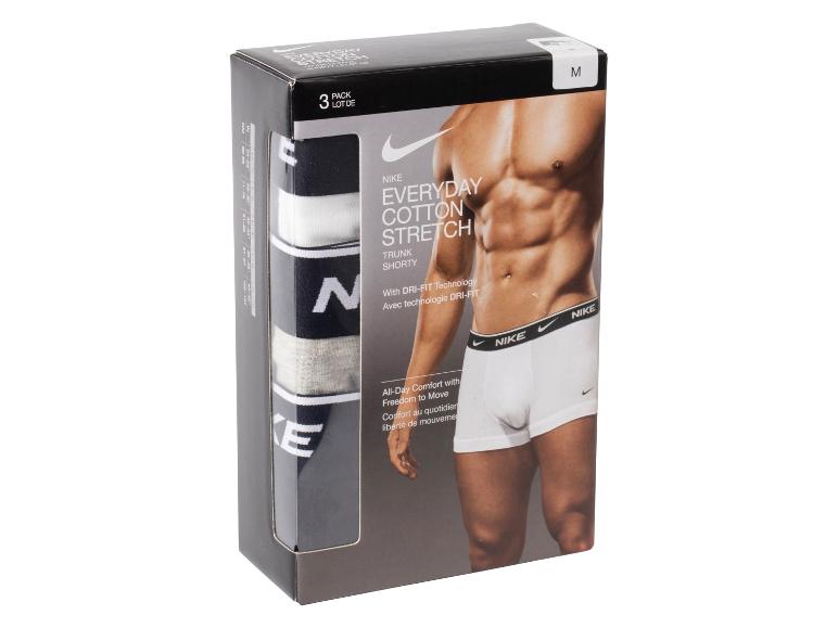 Herren 3er-Pack Baumwoll-Stretch-Boxershorts in Schwarz, Grau und Weiß.