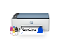 HP Smart Tank 5106 Drucker mit Tintenflaschen und gedrucktem Text „Bis zu 3 Jahre Tinte inklusive“.