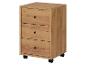 Holzfarbener Rollcontainer mit drei Schubladen und schwarzen Griffen