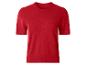 Roter Kurzarmpullover mit Rundhalsausschnitt.