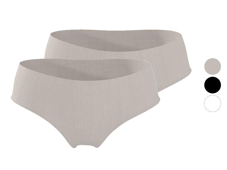 Zweierpack gerippte Baumwollslips für Damen in Beige.