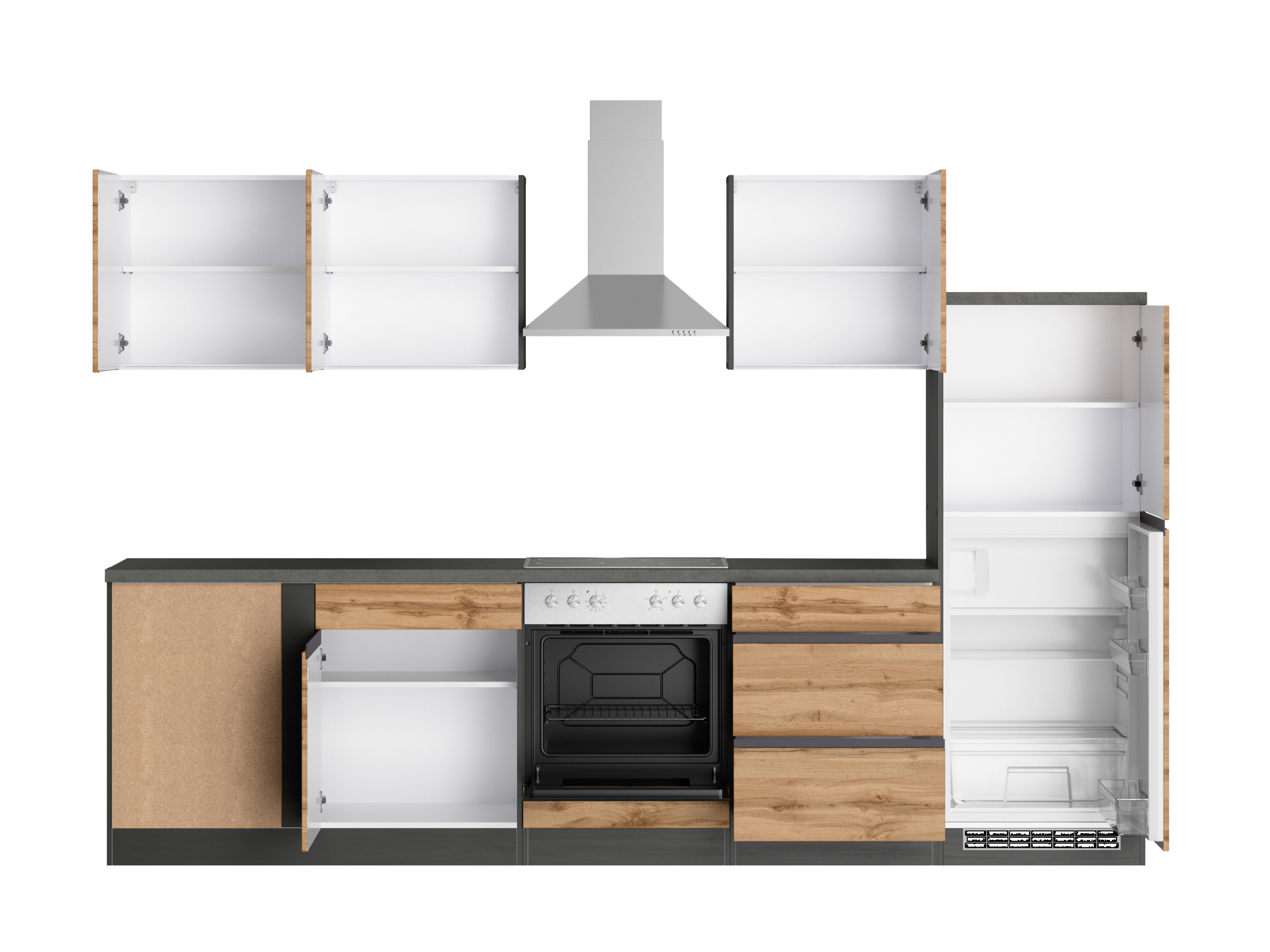 Thumbnail - HELD Berlin Küchenzeile (Breite 240/300 cm, grafit/ wotaneiche)