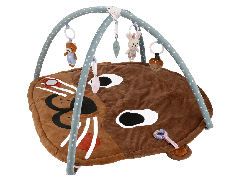 Süßes Baby-Spielmatte mit Bogen und niedlichen Spielzeugen.