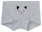 Graue Unterhose mit Katzendesign.