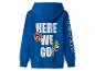 Blauer Kapuzenpullover für Kinder mit Super Mario Motiv.