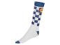 Le Coq Sportif Socken, weiß-blaues Karomuster.