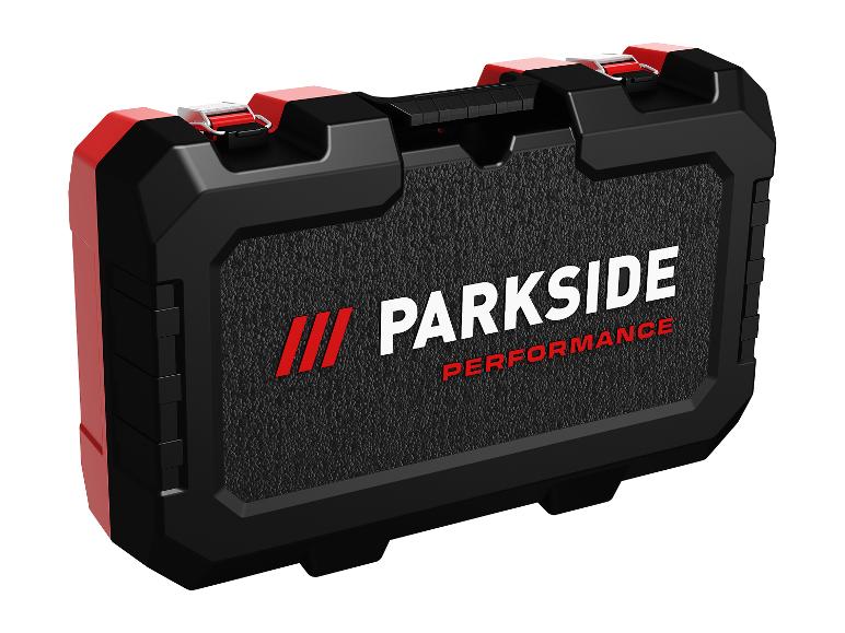 Schwarze und rote Werkzeugkiste mit weißem und rotem Text, auf weißem Hintergrund.