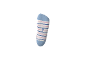 Hellblaue Socke mit rosa und weißen Streifen, mit der Aufschrift '23-26'.